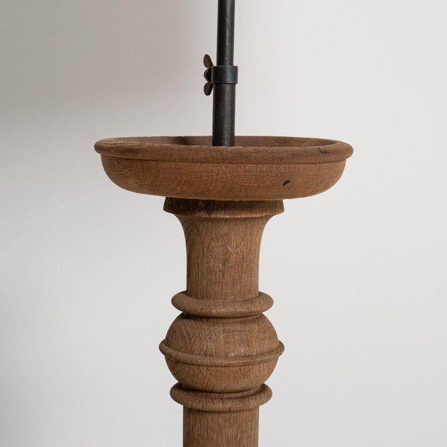 1970s 1970-1979 France Rich Walnut Brown Turned Walnut Floor Lamp For Sale - Image 5 of 11