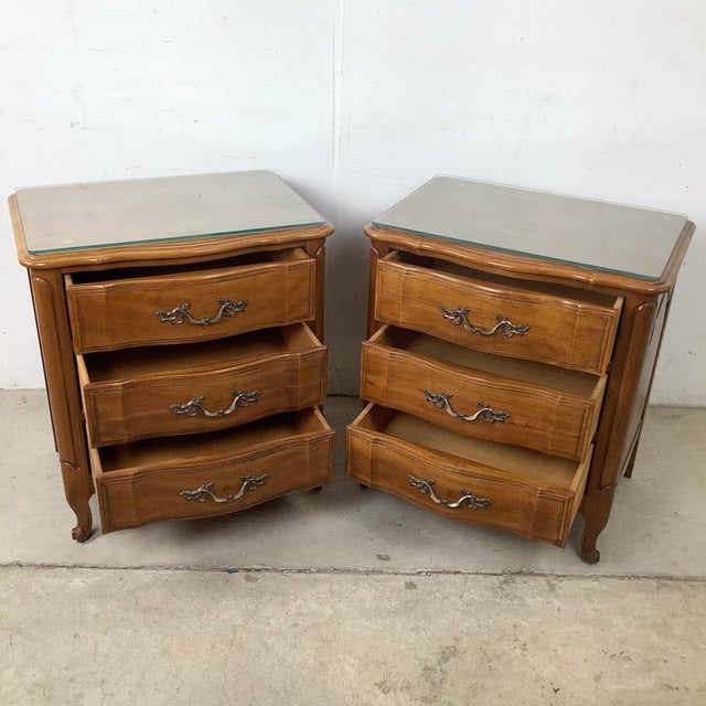 Pair Vintage French Provincial Three-Drawer Chests by Davis Furniture For Sale - Image 15 of 18