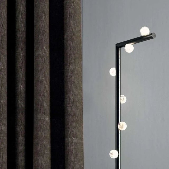 Demetra brushed burnished metal floor lamp by alabastro italiano dimensions: d 30 x w 37 x h 158 cm. Materials: white...
