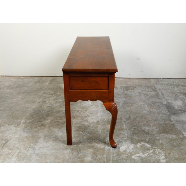 English 1940s Dresser Base with Three Drawers, Cabriole Legs and Carved Apron For Sale - Image 11 of 12