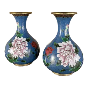 Pair Antique Cloissone Vases