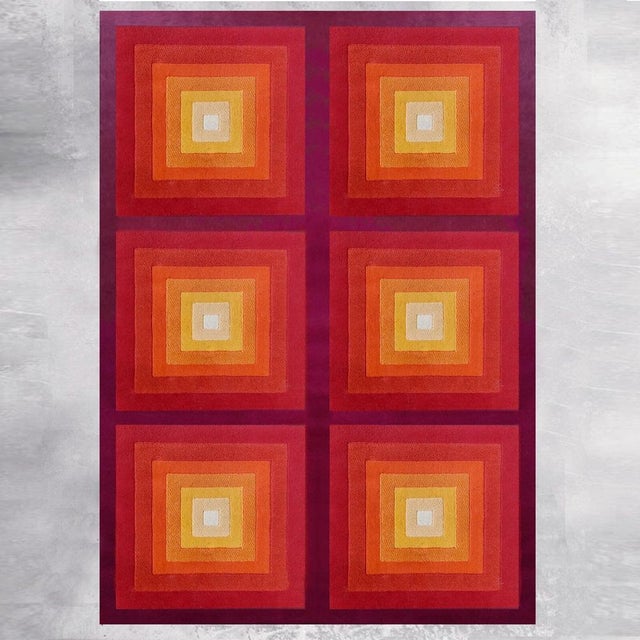Verner Panton Quadrat Geometric Op Art Rug in the style of Verner Panton, England, 1970s For Sale - Image 4 of 11