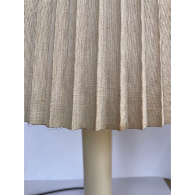 Paint 1980s Enamel Ivory Table Lamp With Original Pleated Shade - A Pair For Sale - Image 7 of 9