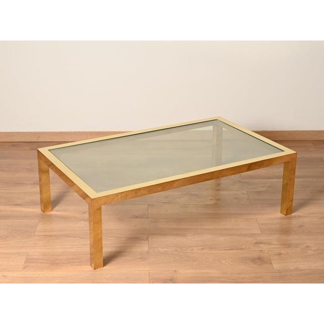 1970s Italian Gilt Brass and Crystal Rectangular Coffee Table, Italy, 1970s For Sale - Image 5 of 13