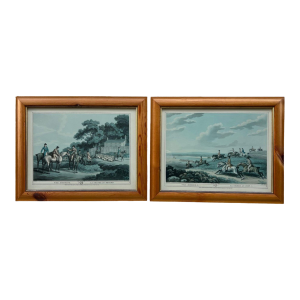 19th Century Framed Engravings of Hunting Scenes, Set of 2