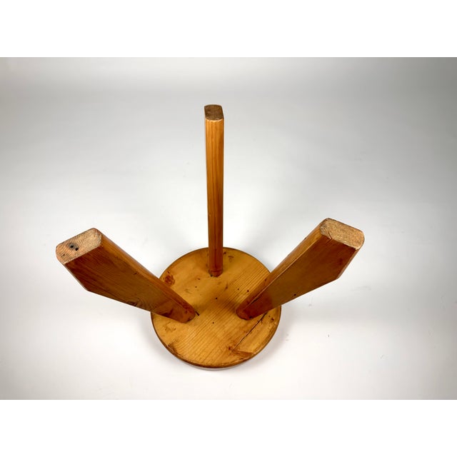 Pine Sandoz Stool by Charlotte Perriand for Les Arcs, France, 1960s For Sale - Image 6 of 18