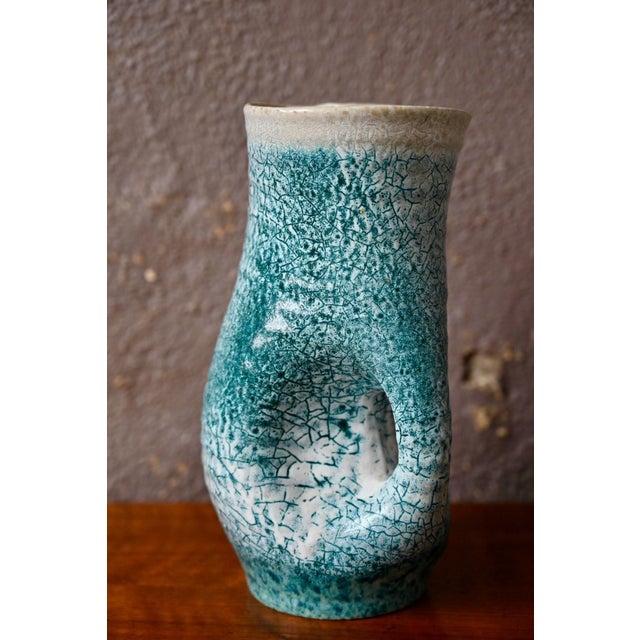 Accolay Ceramic Pitcher in Crackled Glazed Stoneware, 1950s For Sale - Image 3 of 11