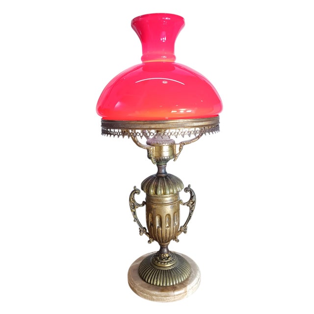 Goldenrod Large Art Nouveau Library Lamp, 1920s For Sale - Image 8 of 8