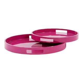 Colorful Fushia Trays - Set of 2 For Sale