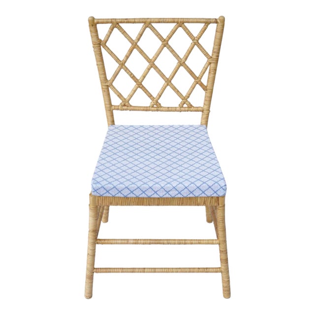 Wicker Stacking Chairs with Diamond Back, Diamond Pattern in Blue
