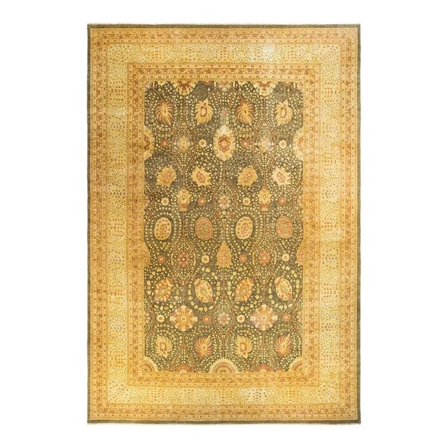 Mogul Collection Hand-Knotted Area Rug - Green 12' 2" x 18' 5" For Sale - Image 4 of 4