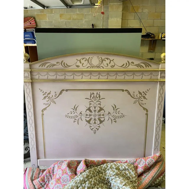 Amy Howard Collection Custom Painted Pink & Gold Full Headboard Chairish