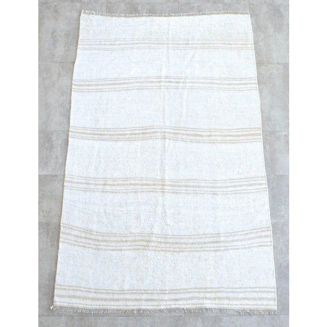 Vintage Rug Natural Stripe Turkish Sisal Hemp Kilim Rug - 3′10″ × 6′3″ For Sale - Image 9 of 9
