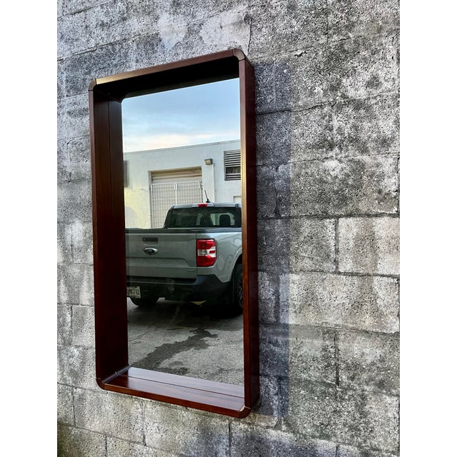 Brown Mid Century Scandinavian Moderm Teak Mirror by Westnofa Norway. Circa 1970's For Sale - Image 8 of 12