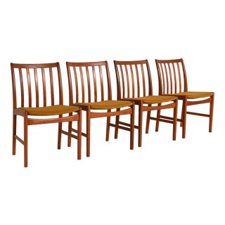 Scandinavian Teak Chairs with Padded Seats, 1960s, Set of 4 For Sale