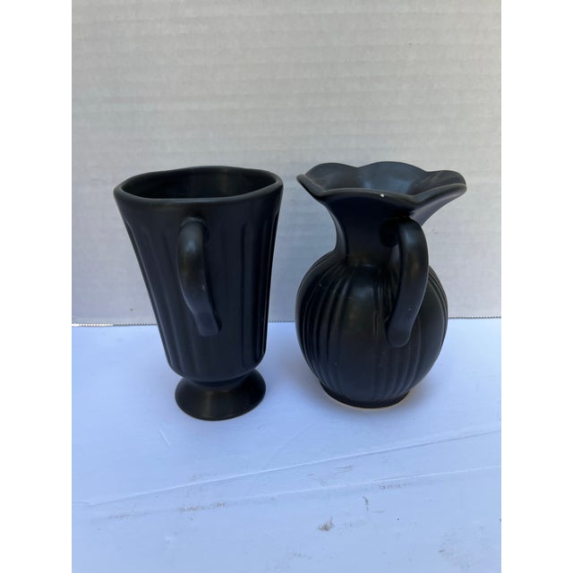 Small Black Ceramic Vases With Handles For Sale - Image 4 of 7