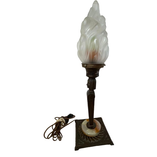 Traditional Vintage Chandler Bronze Egyptian Revival Table Lamp For Sale - Image 3 of 10