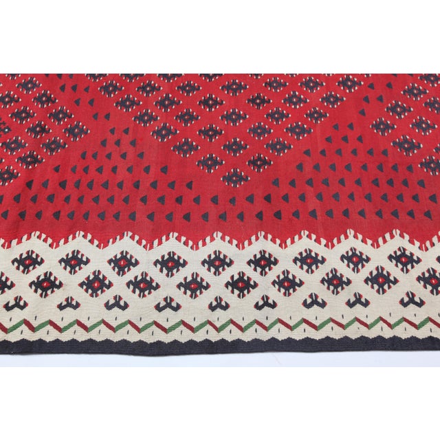 1920's Fine Antique Sarkoy Flatweave Kilim in Red & Ivory-8'11' X6 7'' For Sale - Image 10 of 12