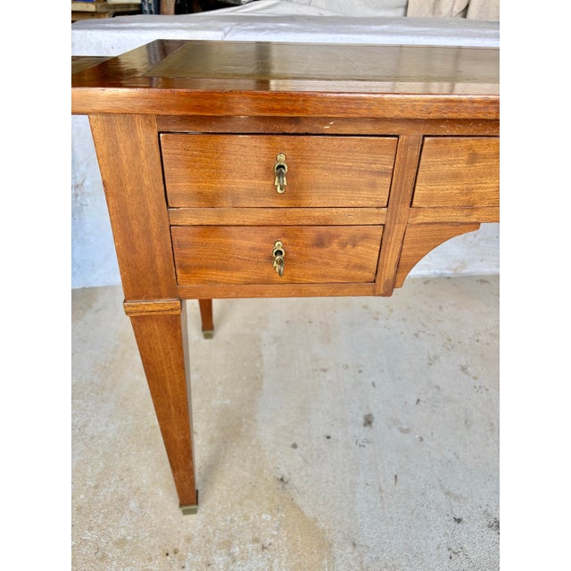 Early 20th Century Early 20th Century French Louis XVI Walnut Leather Top Desk For Sale - Image 5 of 12