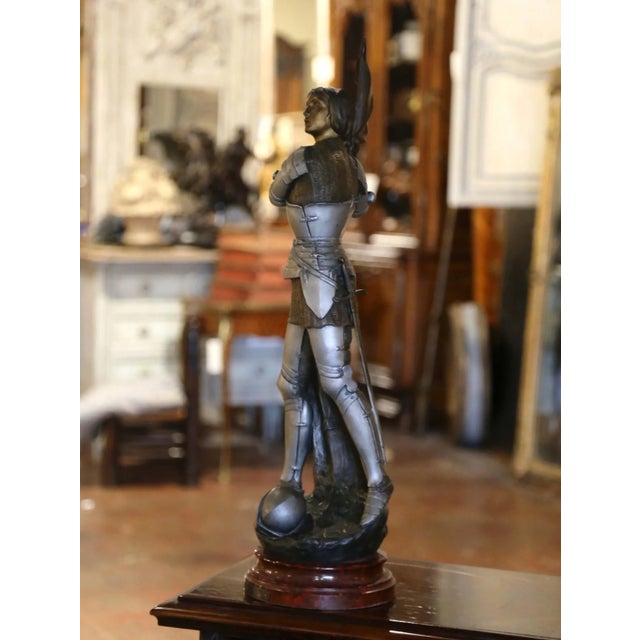 Red Early 20th Century French Patinated Spelter Joan of Arc by Ernest Legrand For Sale - Image 8 of 9