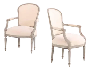 A Pair of French Louis XV Style Open Arm Chairs, Circa 1920.