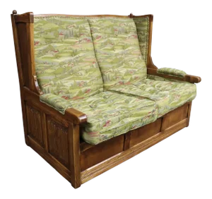 Jacobean Carved Oak Wingback Loveseat