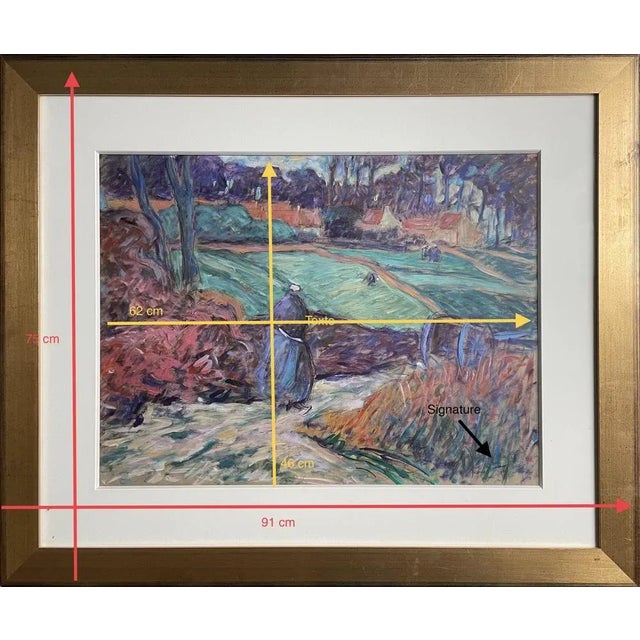 Large gouache from the Pont-Aven school, first part of the 20th century, signed lower right, Breton women in the...