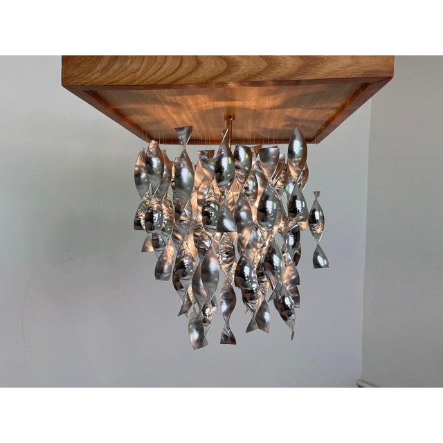- 1970s - wooden parts restored, aluminium polished - new electricity, one bulb any wattage - the aluminium parts can be...