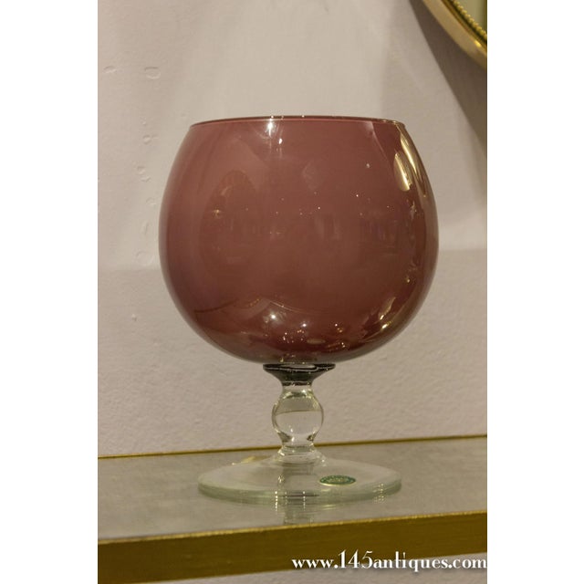 Midcentury Italian Balboa purple and white cased glass with clear base. Very good vintage condition. Ref #: H0215-02...