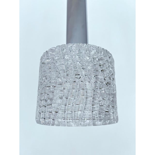 Metal Vintage Brutalist Glass Pendant Lights from Kalmar, 1970s, Set of 3 For Sale - Image 7 of 16