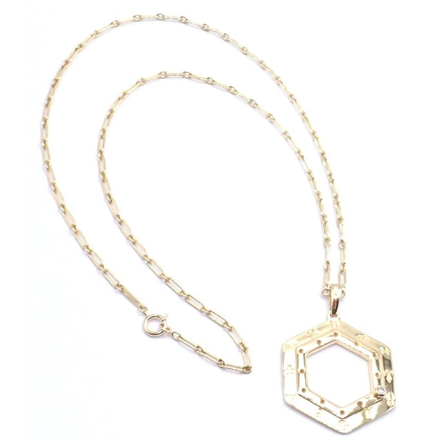 Cartier Vintage Cartier Zodiac Yellow Gold Diamond Pendant Link Chain Necklace For Sale - Image 4 of 13
