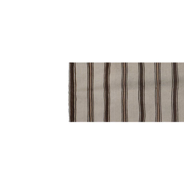 Mid-Century Modern Striped Organic Hemp Kilim Rug 2'6'' X 9'4'' For Sale - Image 3 of 10