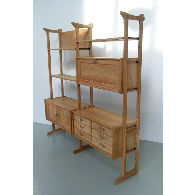 Tan Danish Freestanding Oak Bookcase attributed to Henning Kjærnulf for Nyrup Møbler, 1960s For Sale - Image 8 of 18