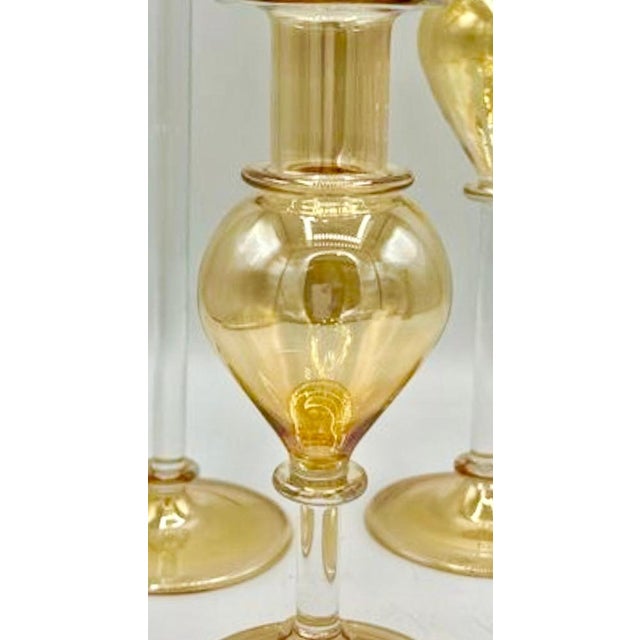 1990s Gold Murano Glass Candleholders, Italy, 1990s, Set of 3 For Sale - Image 5 of 6