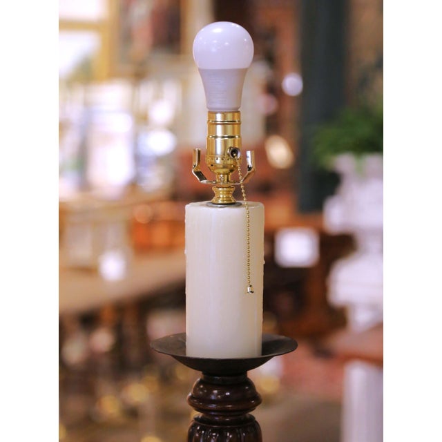 Place this elegant antique floor lamp in a living room, study, or reading corner. Crafted in France circa 1920, the tall...