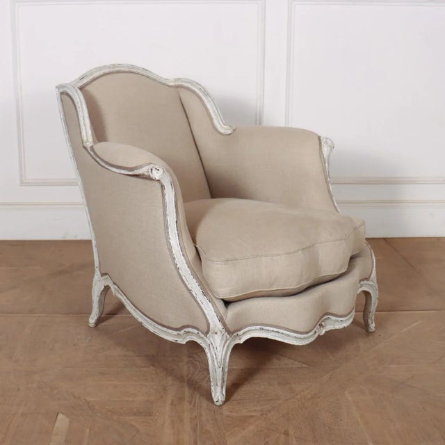 Set of Swedish Armchairs in Linen For Sale - Image 4 of 7