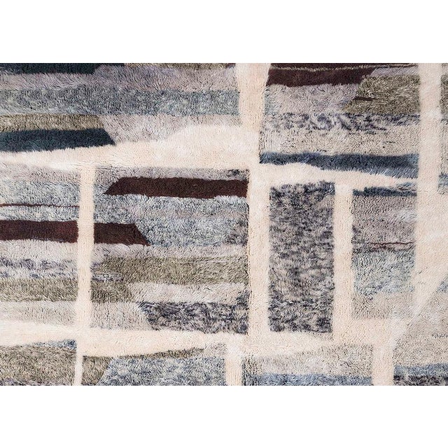 Contemporary Layered Color-Block Hand-Knotted Moroccan Wool Rug | 10'1" X 6'11" | One of a Kind For Sale - Image 3 of 8