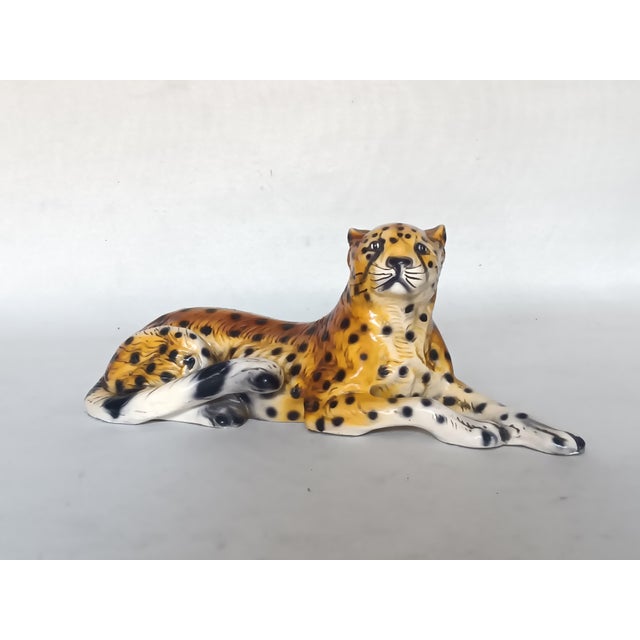 Vintage Italian Plaster Leopard Sculpture, 1960s For Sale - Image 4 of 7