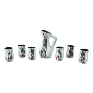 Ceramic Orangeade Service by François Caleca for Vallauris, France, 1960s, Set of 7 For Sale