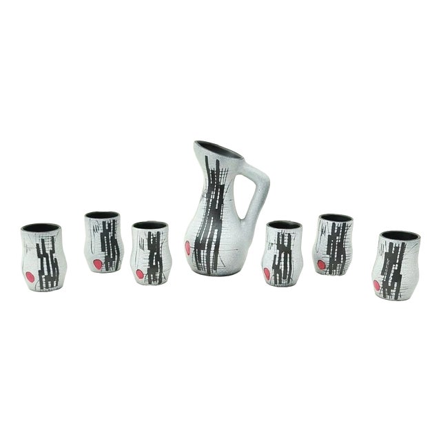 Ceramic Orangeade Service by François Caleca for Vallauris, France, 1960s, Set of 7 For Sale