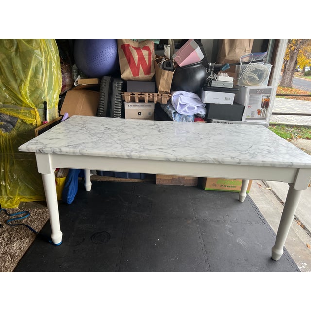 Vintage Williams Sonoma Carrara Marble Table For Sale - Image 16 of 16
