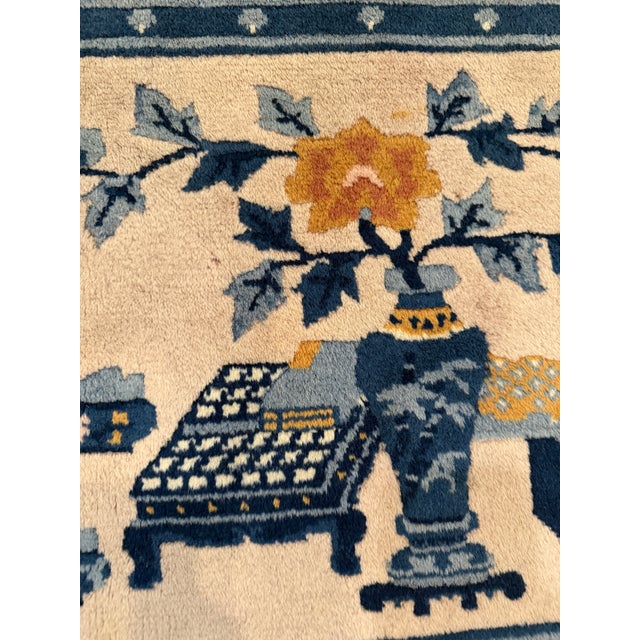Textile 1940s Chinese Art Deco Rug With Scholar’s Objects Motif 2'4" X 4'5" For Sale - Image 7 of 12