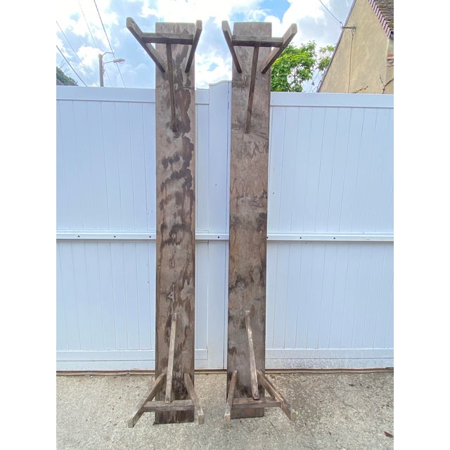 Set of Rustic Wood Farm Benches, 1950 For Sale - Image 10 of 15