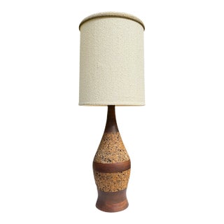 1960s Mid-Century Modern Teak & Cork Genie Bottle Style Table Lamp For Sale
