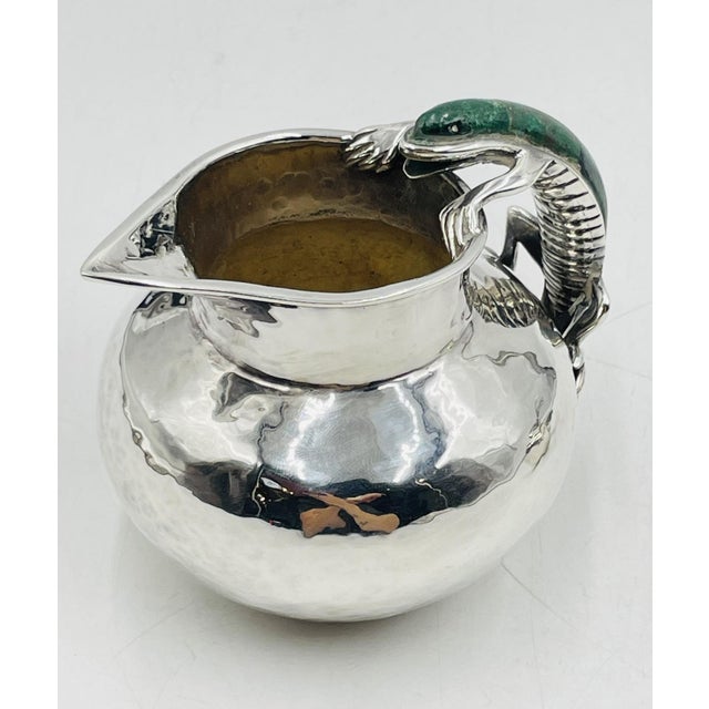 1980s Malachite Lizard Creamer & Sugar Set by Emilia Castillo for Los Castillo, Mexico For Sale - Image 9 of 18