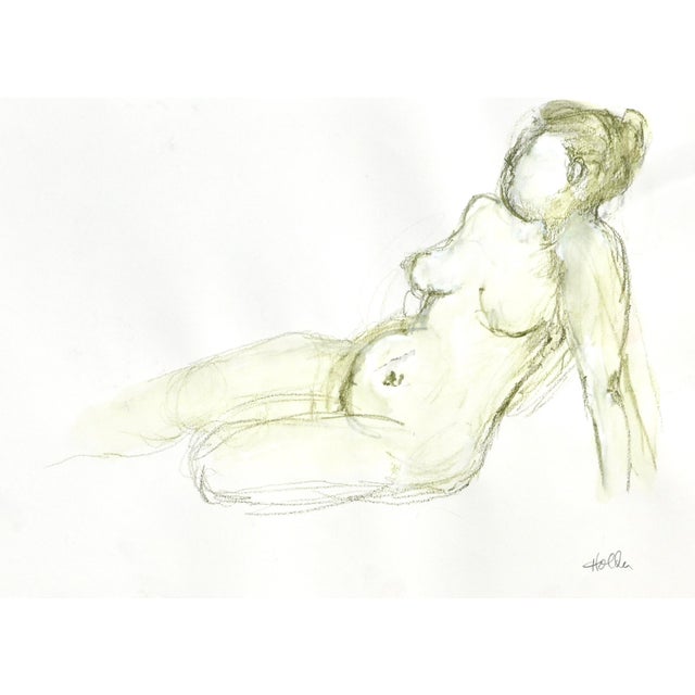 "Nude" Contemporary Original Abstract Figurative Nude Ink Drawing by Martha Holden For Sale