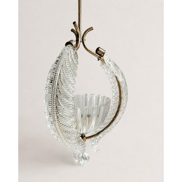 1950s Mid-Century Murano Glass and Brass Pendant Light from Barovier & Toso, 1950s For Sale - Image 5 of 18