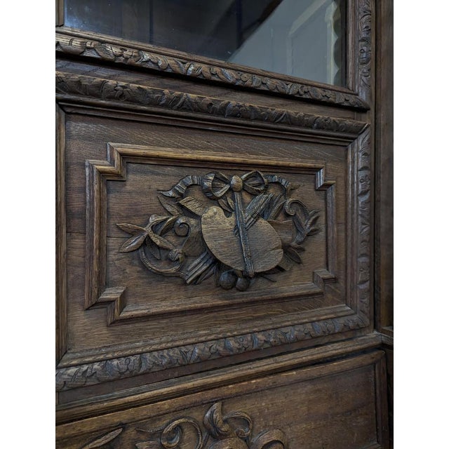 Louis XIII Style Glass-Fronted Bookcase in Oak For Sale - Image 10 of 11