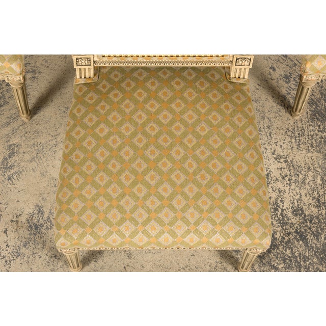 Late 19th Century Set of Six Late 19th Century French Louis XVI Style Painted Cane Back Dining Chairs For Sale - Image 5 of 18