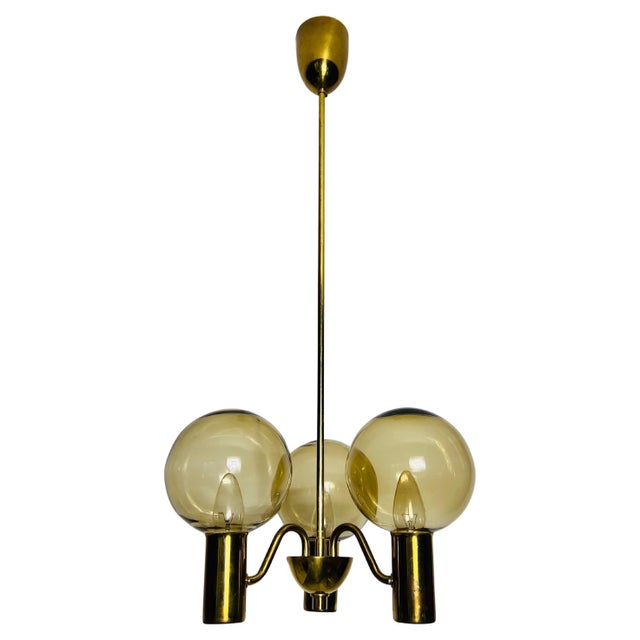 Brass and Glass Chandelier attributed to Hans-Agne Jakobsson, Sweden, 1960s For Sale - Image 13 of 13